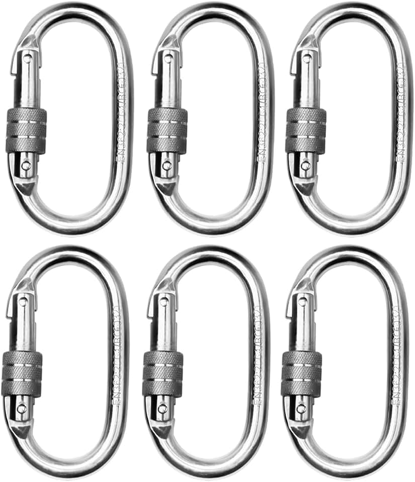 Mosquetão Aço Oval com Rosca Trava Dupla 3kn 300kg
