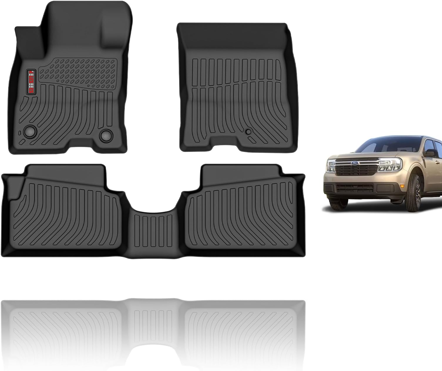 Auxko All-Weather Floor Mats For Ford Maverick Hybrid 2022-2025 - TPE Rubber Liners, Custom Fit, Odorless & Anti-Slip