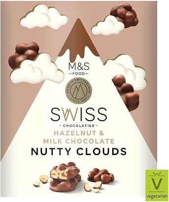M&S Swiss Chocolatier Nutty Clouds, Hazelnut & Milk Chocolate, 140g Pack of 2X
