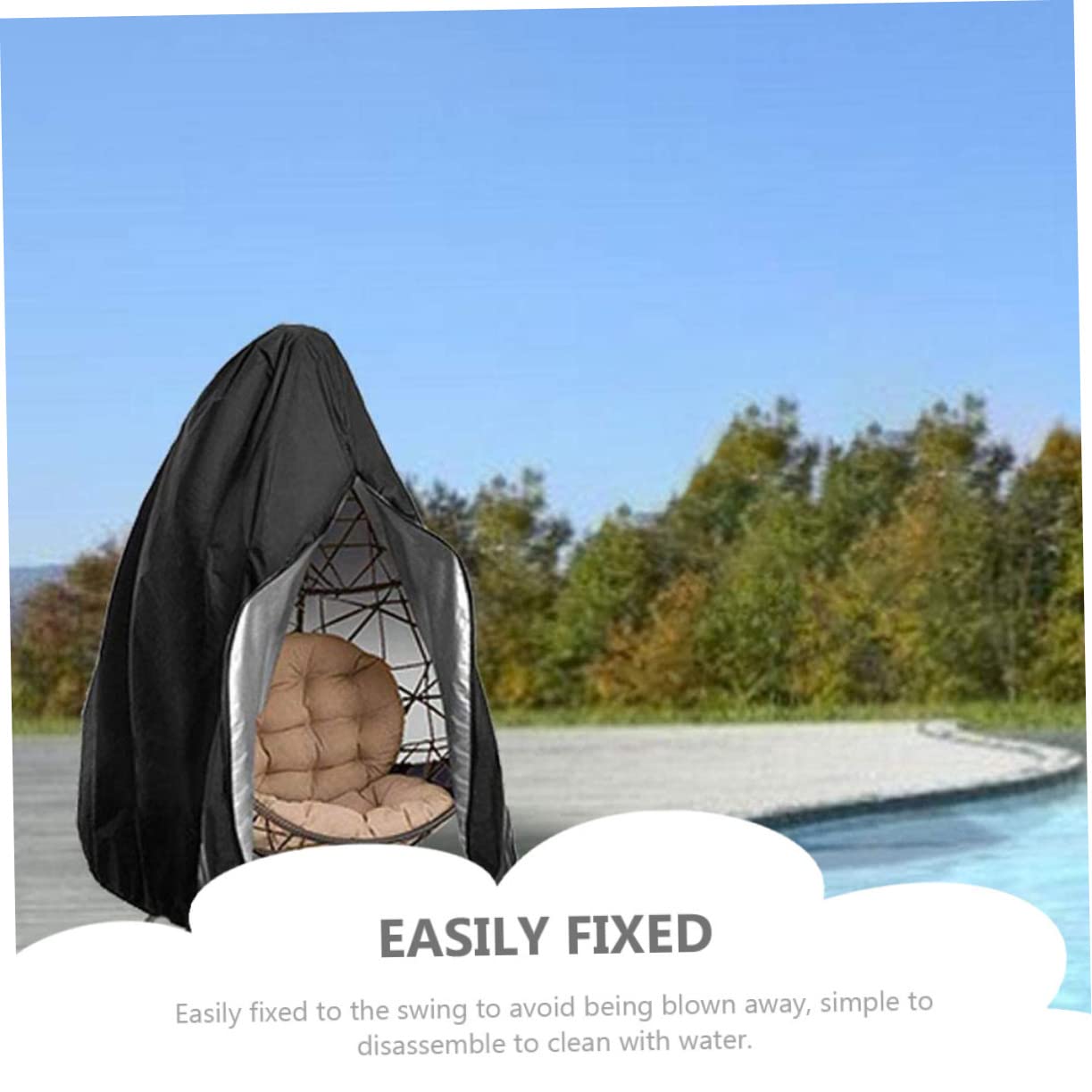 Lot de 4 housses de chaise à suspendre imperméables pour jardin, hamac inclinable et rehausseur, en polyester noir durable, protège des intempéries et améliore la décoration