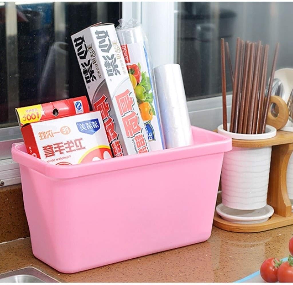 Trash Can,Portable Trash Bin Kitchen,Creative Desktop Cabinets Can Hang Household Garbage Storage Box,Pink