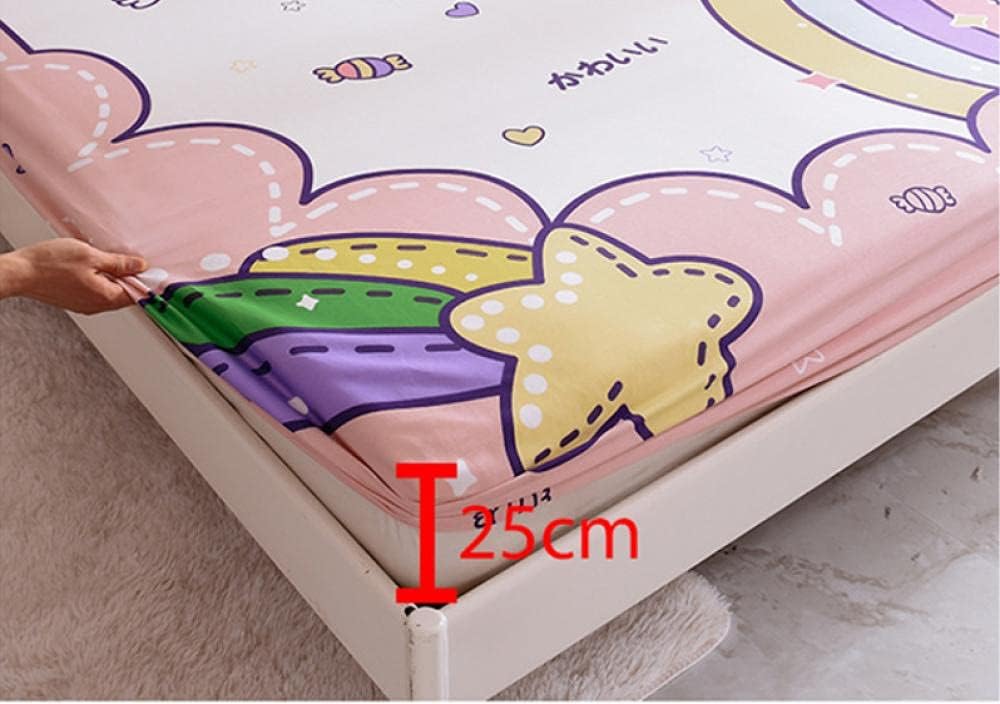 Extra Deep Fitted Bed Sheet Soft Comfortable Printed Mattress Protector, Cartoon Animation Cotton Fitted Sheets for Children's Bedroom Yellow 120200cm