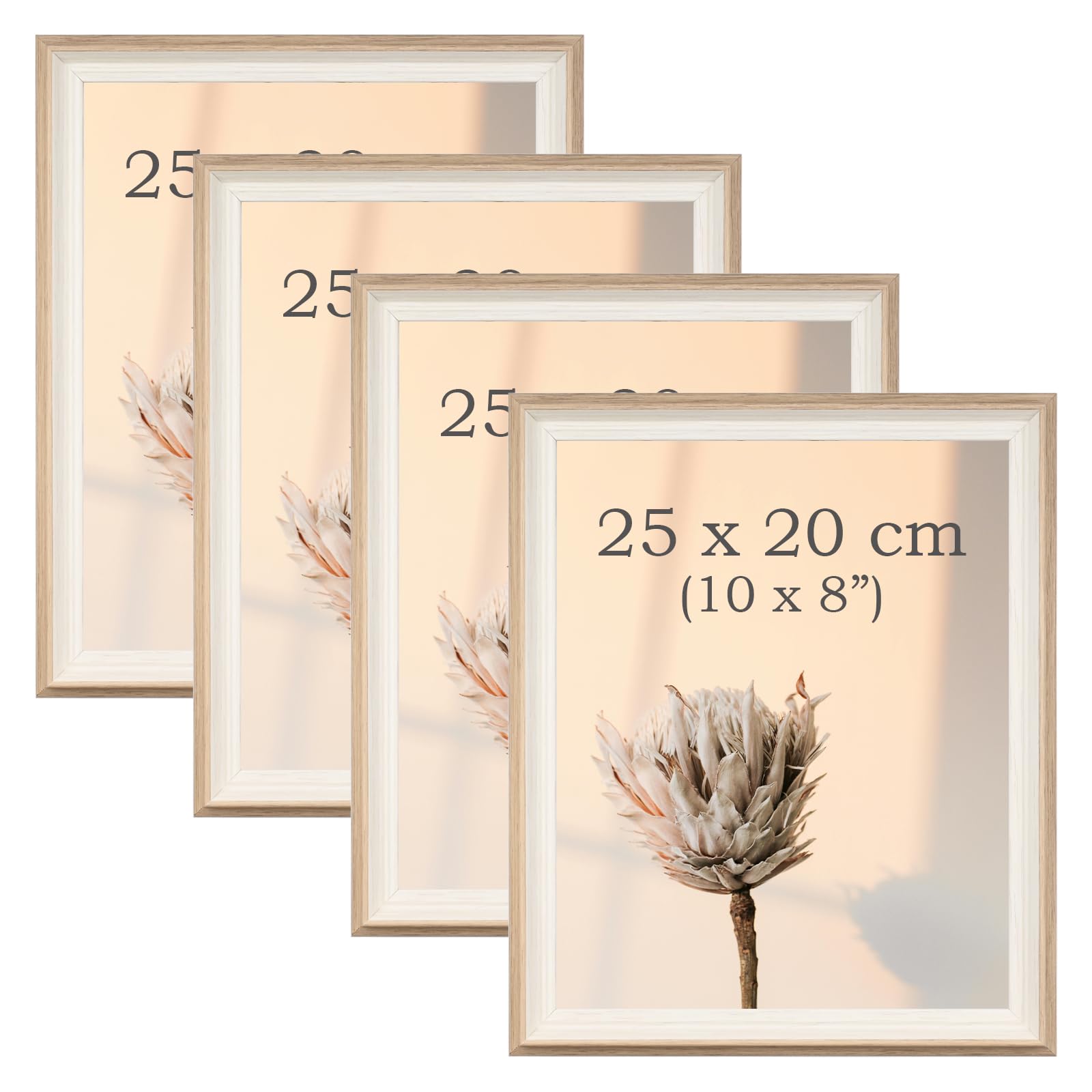 YoHyien 4 Pcs 10x8 Photo Frames, Desktop Free Standing Picture Frames 8x10, Landscape and Portrait Photo Frame with Mount for Wall (Wood Grain, 10 x 8 in)