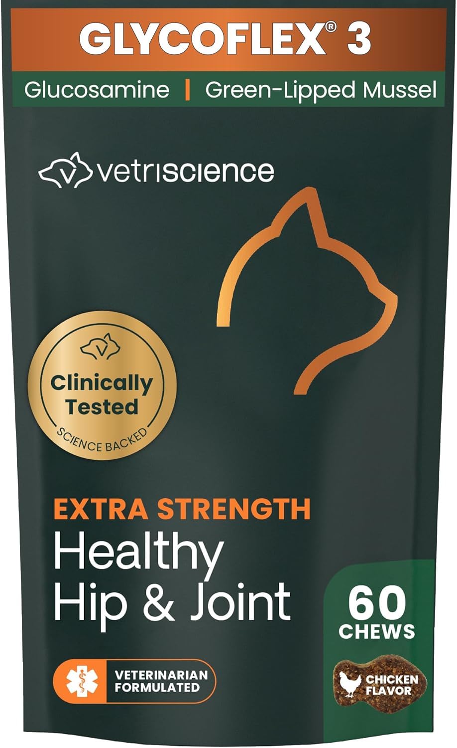 VetriScience Laboratories - GlycoFlex 3, Hip and Joint Supplement for Cats, 60 Bite Sized Chews