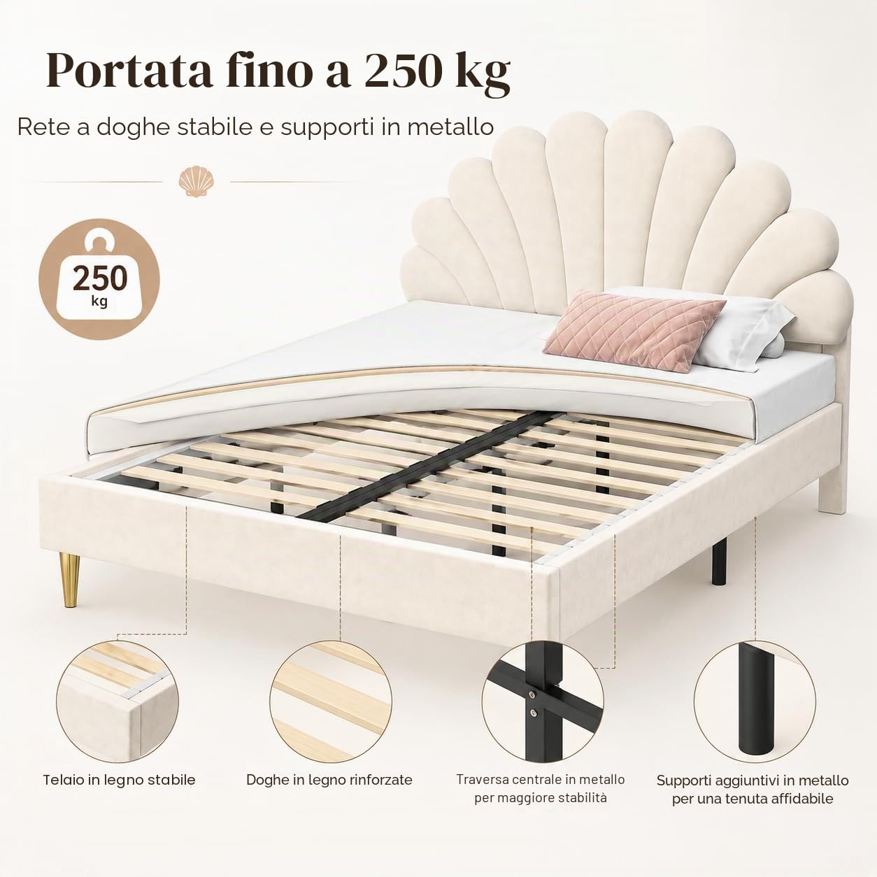 Letto matrimoniale imbottito 140 x 200 cm, letto per ragazze, letto per bambini 140x200 con rete a doghe, struttura del letto con testiera a forma di fiore, letto per ragazzi e ospiti in velluto