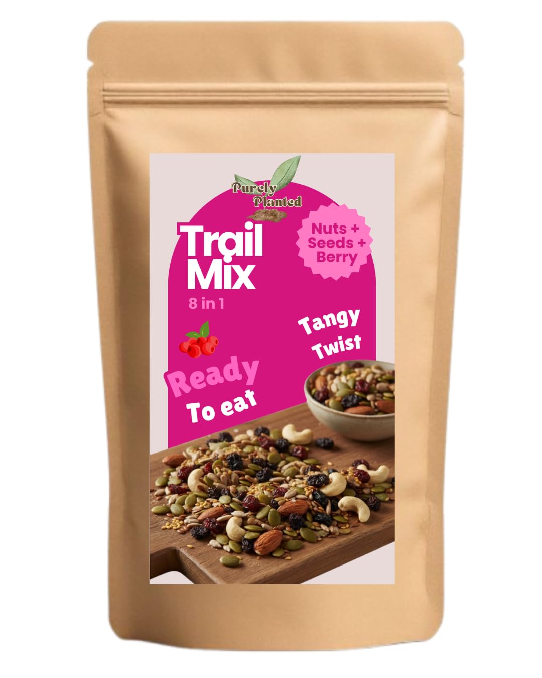 Purely Planted Trail Mix, 8 in 1 Superfood Blend, Almonds, Cashews, Pumpkin and Sunflower Seeds, Blackcurrant, Cranberry, Cherry| Healthy snacks| 100g-image-45