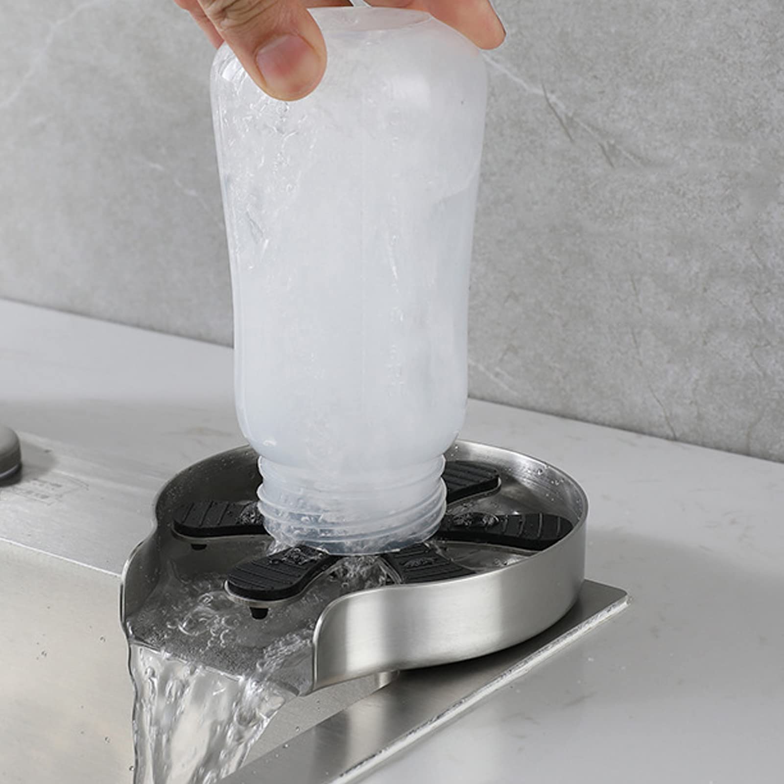 Asixxsix Enjuagavasos, Enjuagavasos Automático de Acero Inoxidable Giratorio 360° Lavavasos y Lavavasos para Fregadero Potente Lavavasos Enjuagavasos de Fregadero de Cocina para Bares