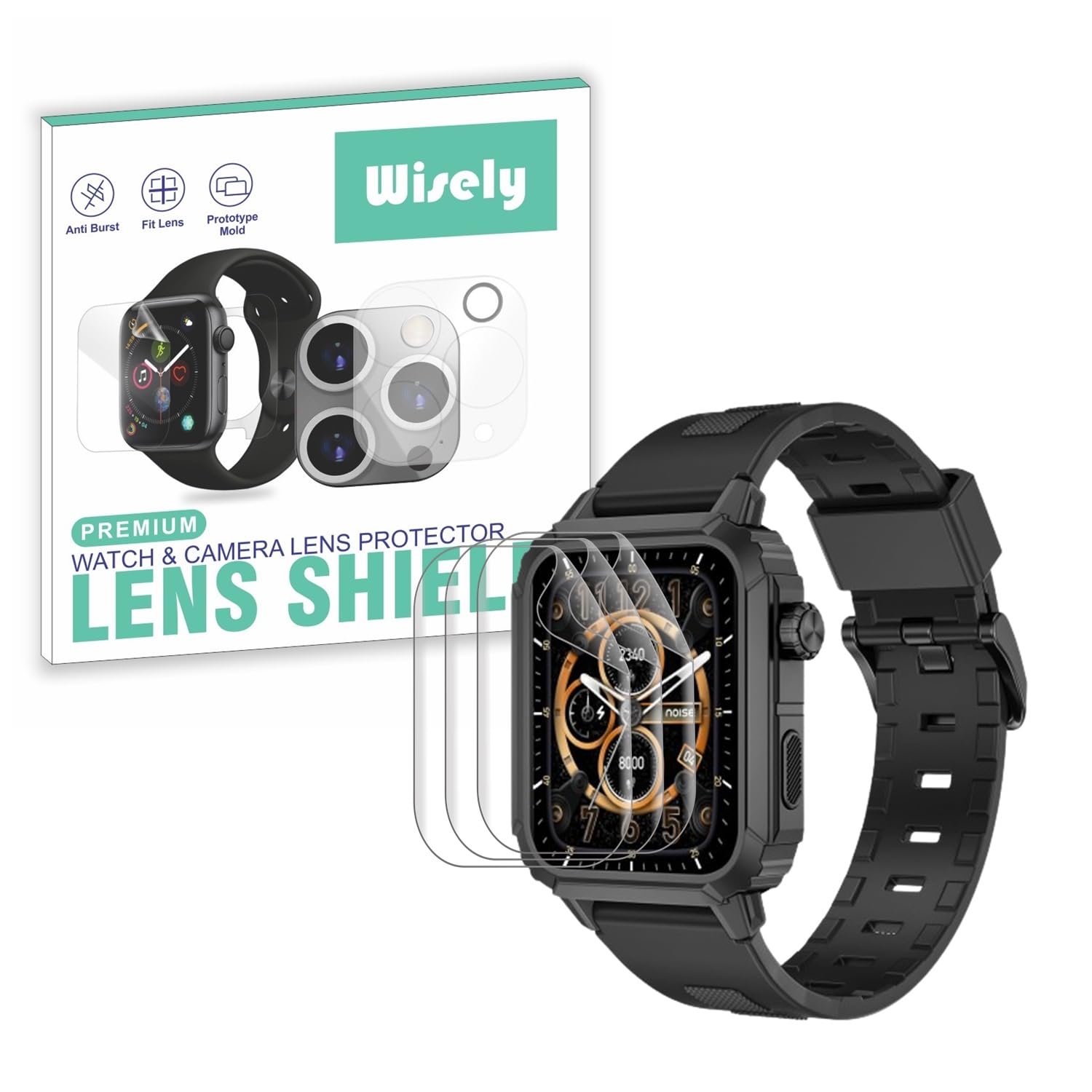 Wisely |3pcs| Screen Guard Protector For Noise Cadet Military Smartwatch |1.78"| Bubble Free, Easy installation kit, Clear HD, Full Cover (B0CRZ9GSQZ) Amazon Price History, Amazon Price Tracker
