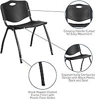 Vista 5 de Flash Furniture HERCULES Series Silla apilable de plástico negro con capacidad de 880 libras