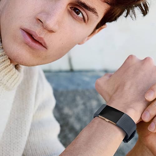 Miniatura 5 de Tobfit Paquete de 6 correas deportivas compatibles con Fitbit Charge 2 bandas para mujeres y hombres, correas impermeables de silicona suave de