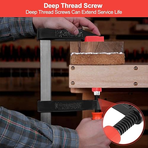 Miniatura 2 de Juego de abrazaderas F, 4 piezas de 13.7 pulgadas de acero resistente para carpintería, juego de abrazaderas de madera DIY herramienta de mano con