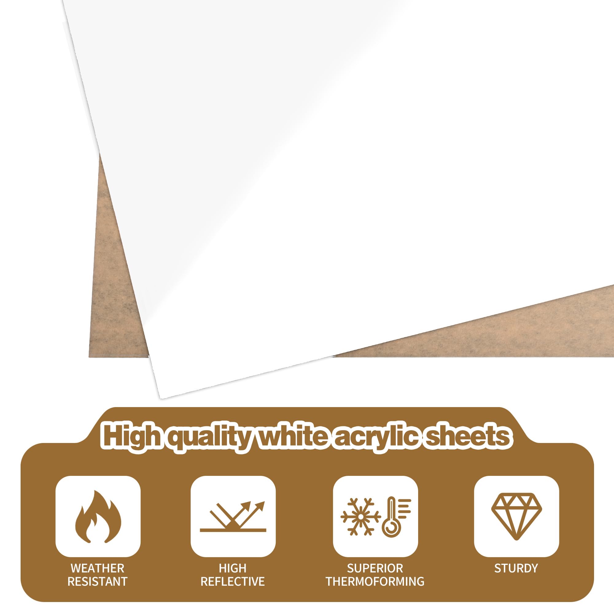 Frosted Acrylic Sheets - 8x12, Matte White -5 Frosted Acrylic Sheets - 8x12, Matte White -5