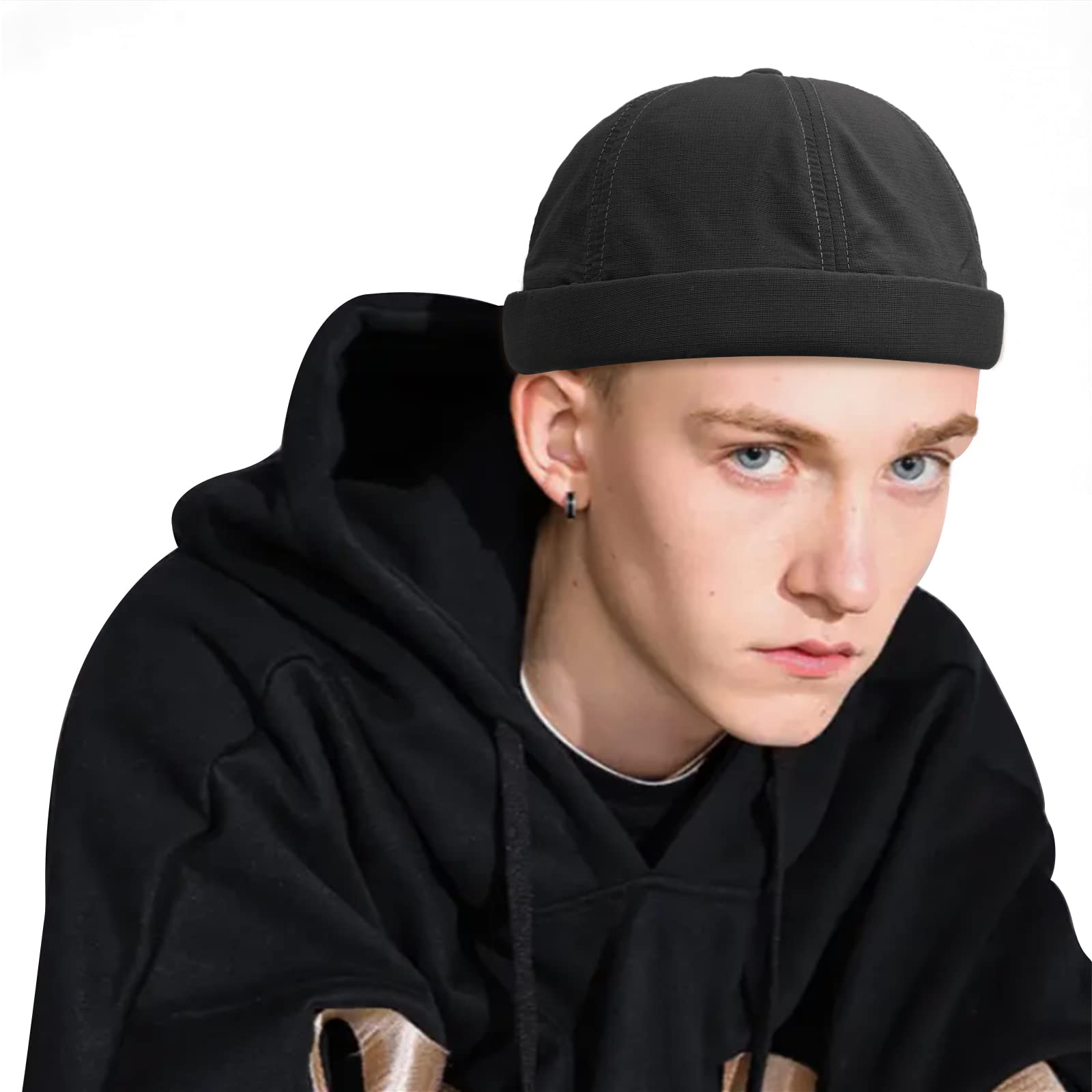 CLAPE Mens Docker Cap Quick Dry Brimless Hat Adjustable Street Casual Lovers Visor-Less Sailor Skullcap Beanies Hat Watch Cap