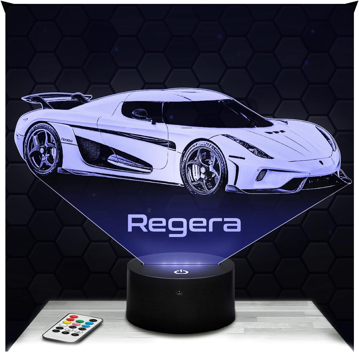 Lampephoto.fr - Supercar Regera 3D Lamp Night Light 3D LED Illusion, Christmas, Gift idea for Boys and Girls, Children's or Adult's Bedroom Night Light, Led Bedside, Gifts Merchandising