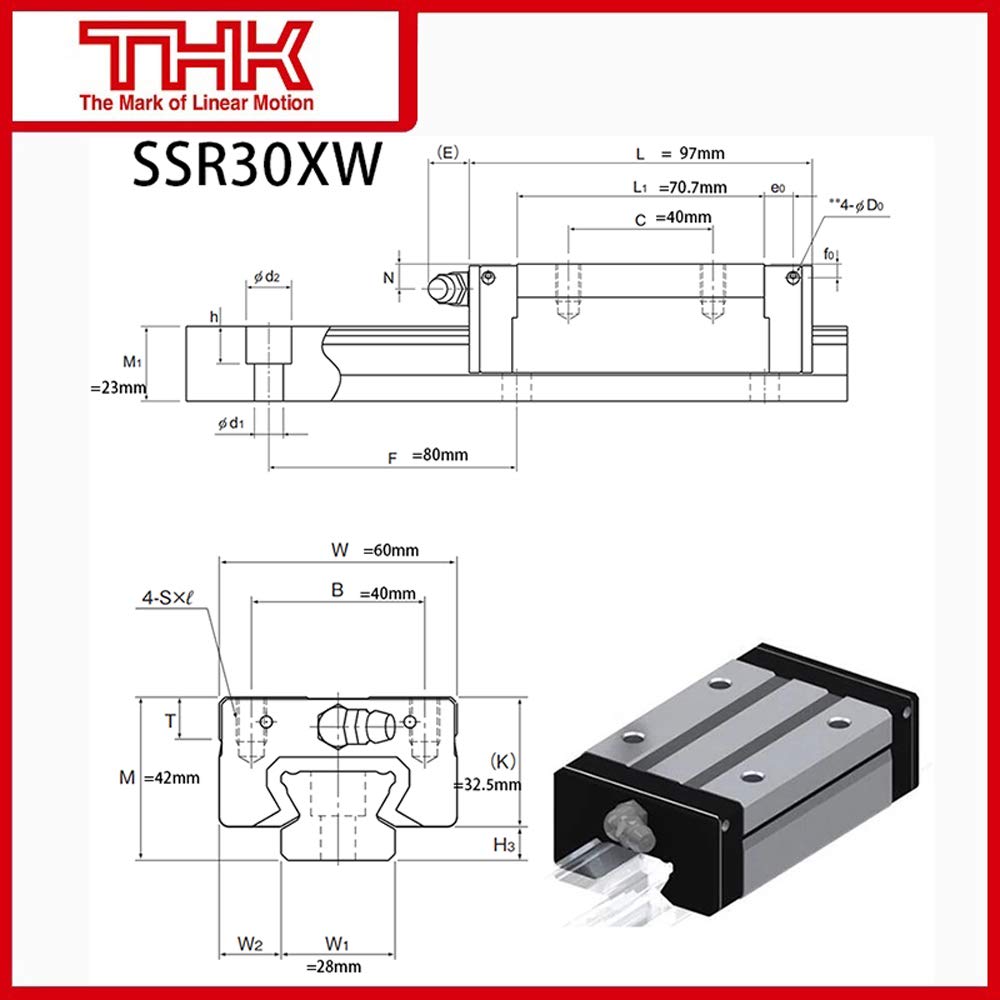 THK Linear Carriage SSR30 SSR30XW SSR30XWUU/SS SSR30XW1UU/SS GK Block