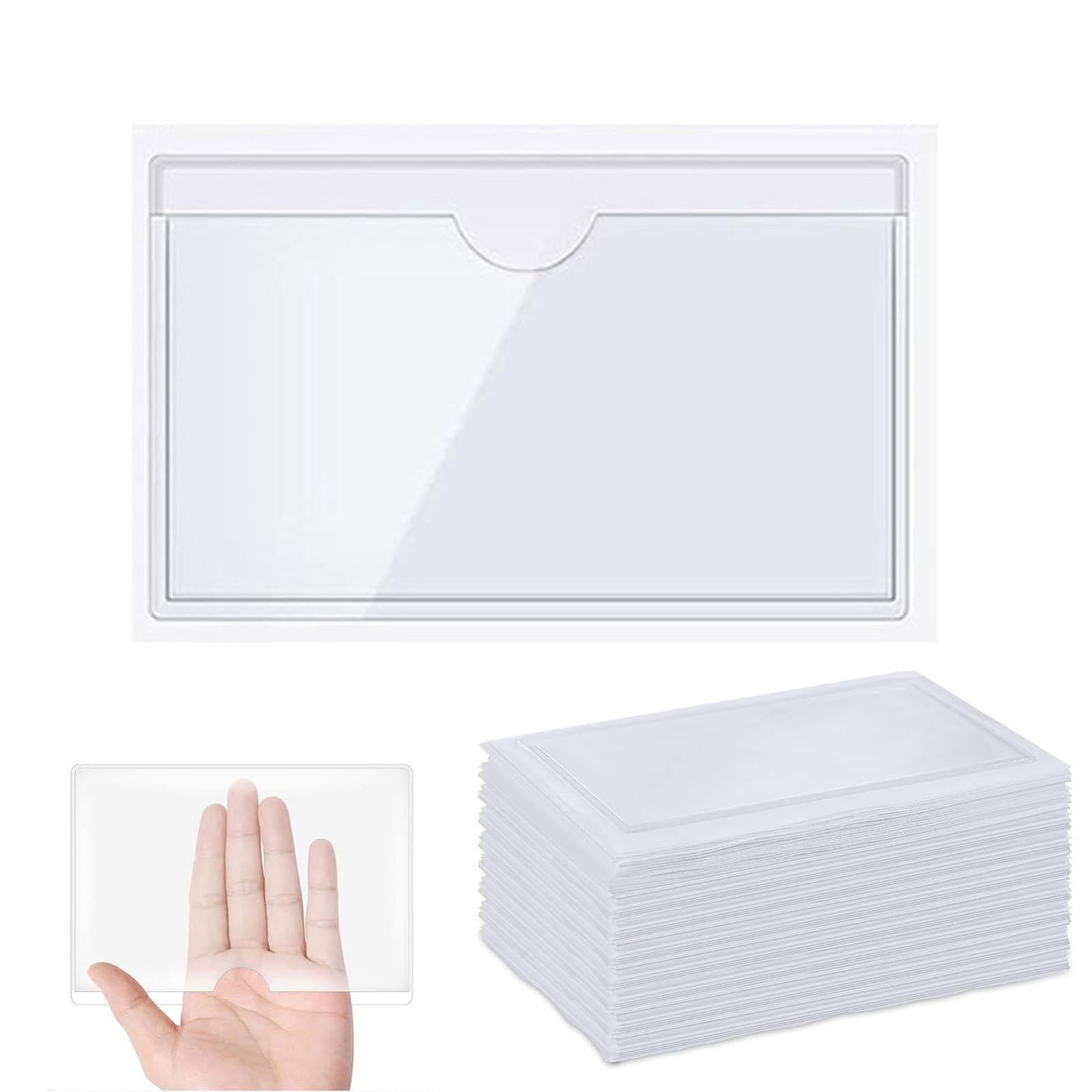 200 Pièces Pochettes Adhésive Transparente, Pochettes Autocollantes pour Cartes de Visite, Étuis pour Vignettes Pochettes pour Permis de Stationnement, Carte de Visite, Permis d(Size:(A4) 31.5*22.5CM)