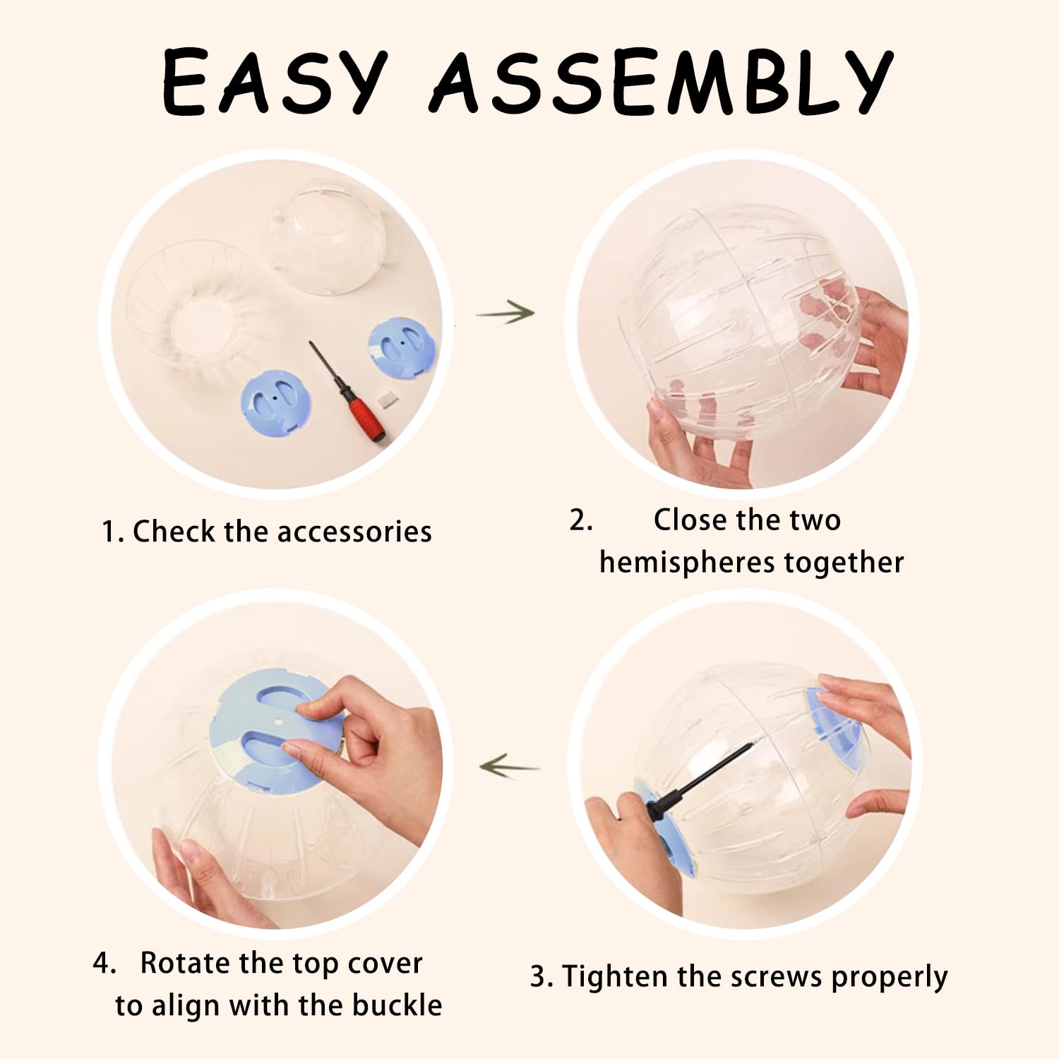 Large Hamster Wheel Sport Running Ball Hamster Toys for Hamsters Guinea Pig Mice Ferret Small Pet 7.3” x 7.3” x 7.3” - image 6