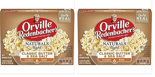 Orville Redenbacher's Naturals Light Classic - Palomitas de maíz con mantequilla y sal marina, 2.69 onzas, 6 unidades (paquete de 2)