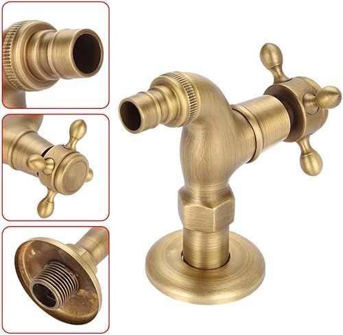 Miniatura 7 de Grifo de lavadora antiguo de cobre puro cepillado a mano clásico europeo para lavadora grifo de agua montado en la pared (2#)