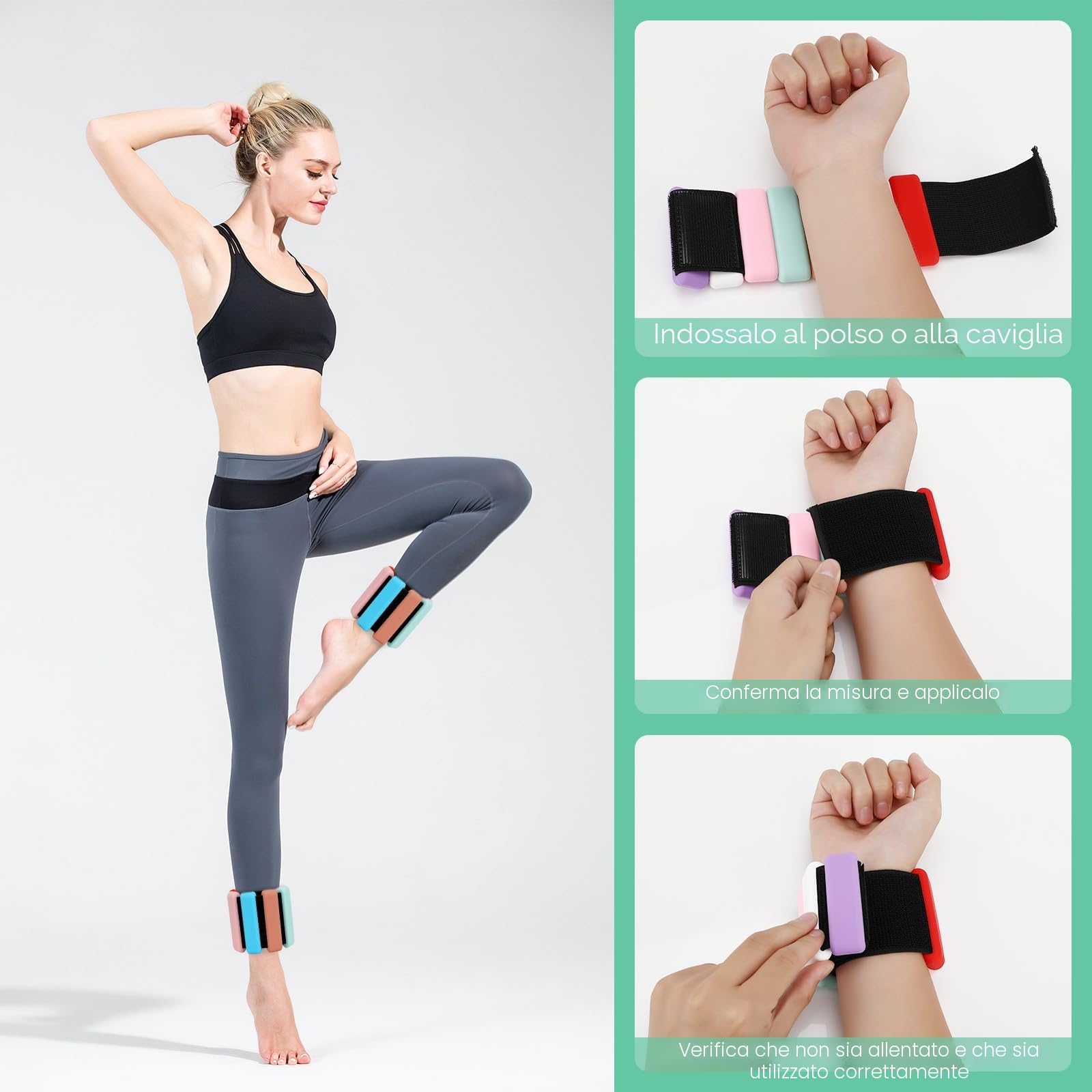 Pesi Caviglie e Polso 2 Pezzi (0.5kg Ciascuno) Peso Polso Cavigliere Palestra Cavigliere Pesi Peso Caviglia Ankle Weights Per Donne Uomini Bambini Per Yoga Danza Corsa Nuoto e Fitness