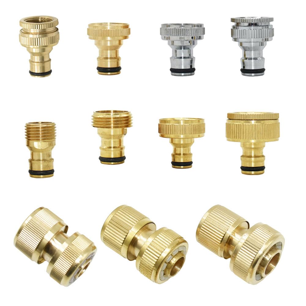 1/2", 3/4",5/8", 1" Filettatura Connettore rapido Ottone Adattatore per irrigazione da Giardino Irrigazione a Goccia Tubo Flessibile in Rame Raccordi per connettori rapidi, 1"