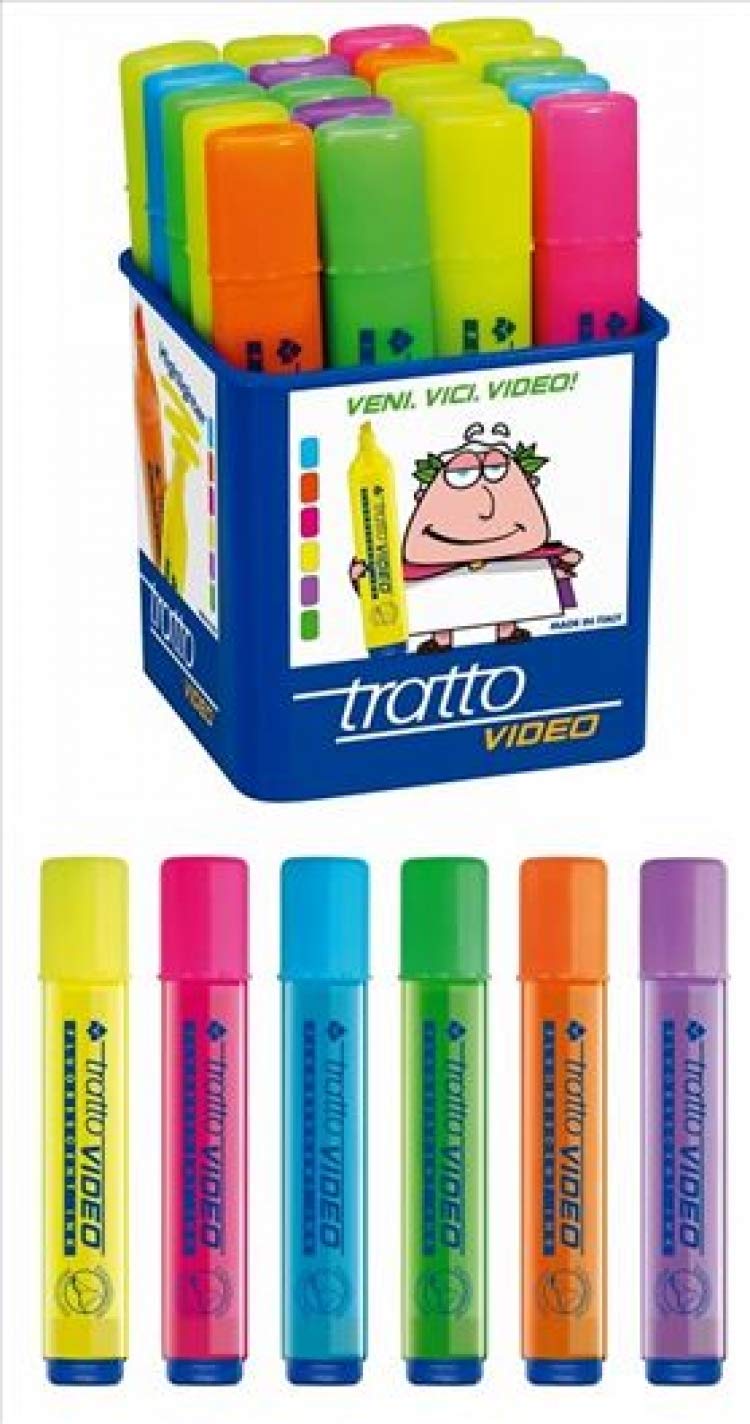 Tratto Pacco da 4 Evidenziatore Video Colori Assortiti (Pacco da 20)