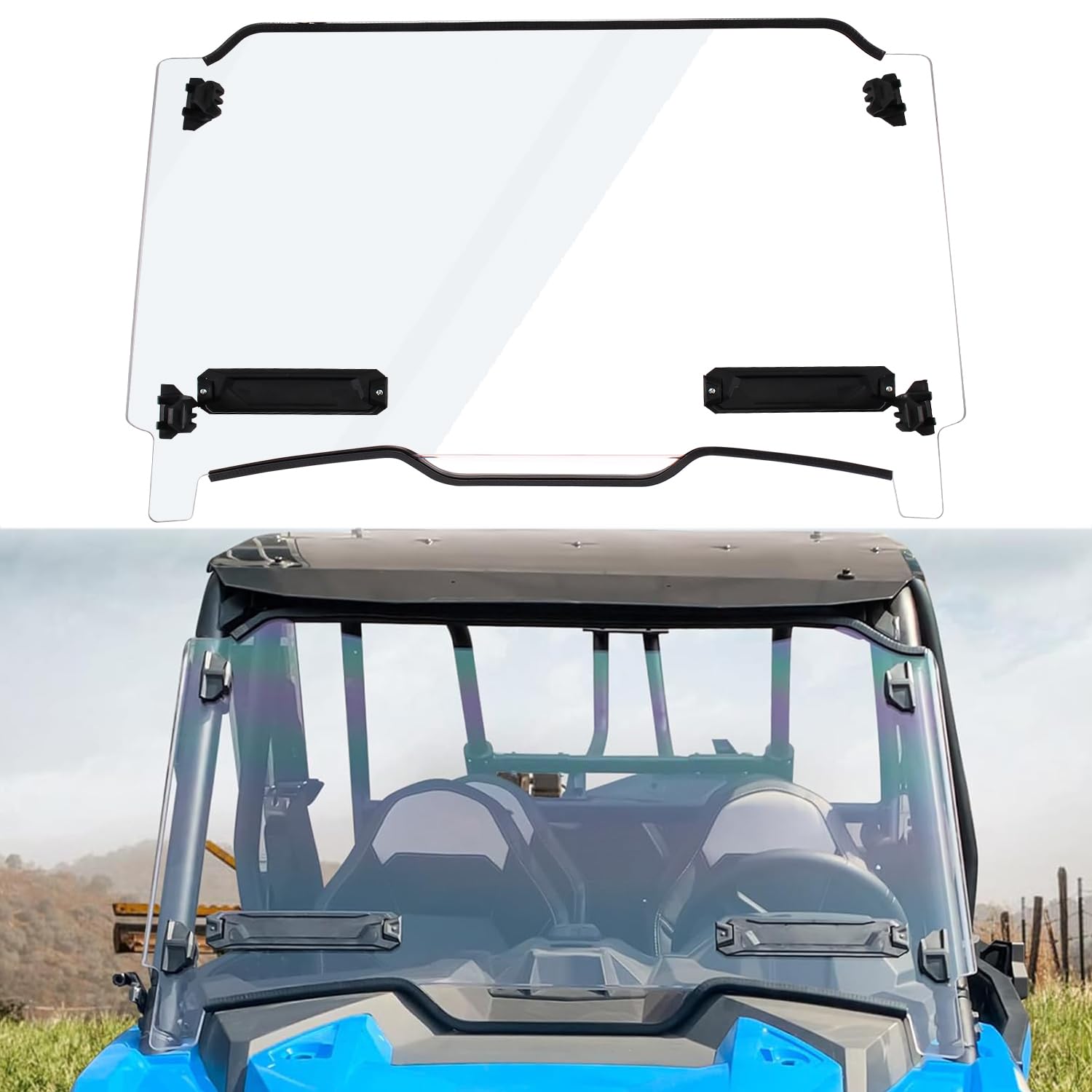 CPOWACE Front Windshield for RZR XP 1000, Full Clear Hard-coated PC Windshield Compatible with Polaris RZR XP 1000/4 1000/Turbo 2019-2023 Accessories,