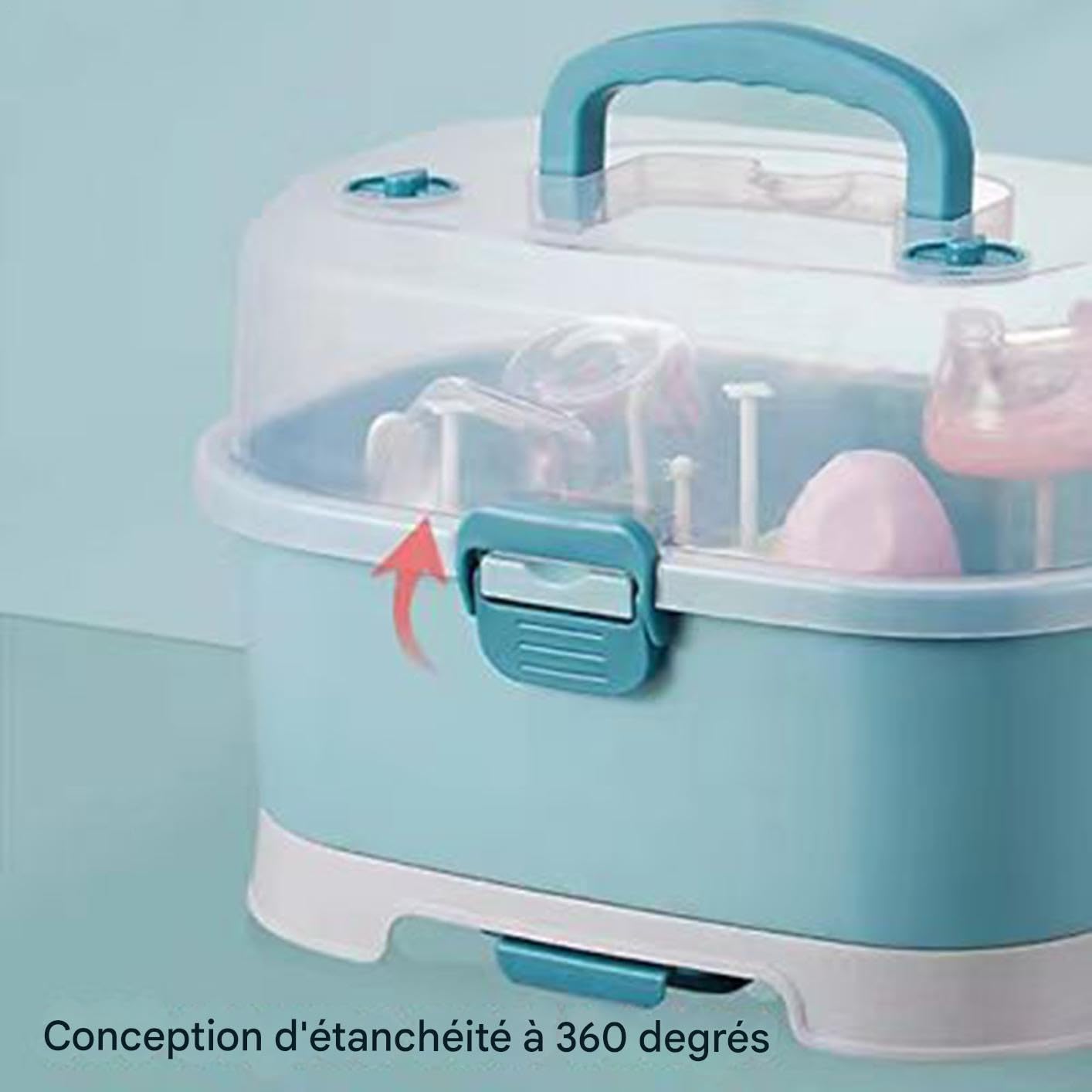 Générique Organisateur De Rangement Pour Biberons | Grand Porte-Biberons Portable Séchoir Avec Un Couvercle | Support Amovible Pour Évier Lave-Vaisselle Réfrigérateur Enfant