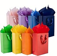 Vista 30 de SHIPKEY Paquete de 10 bolsas de regalo verde aguamarina con papel de seda bolsa de regalo de dama de honor de 8 x 4 x 11 pulgadas, bolsa de papel