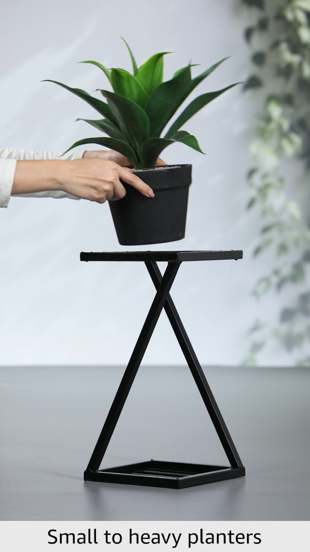 N.A Supplier Metal Stylish Z Shape X Shape Planters Stand - Black