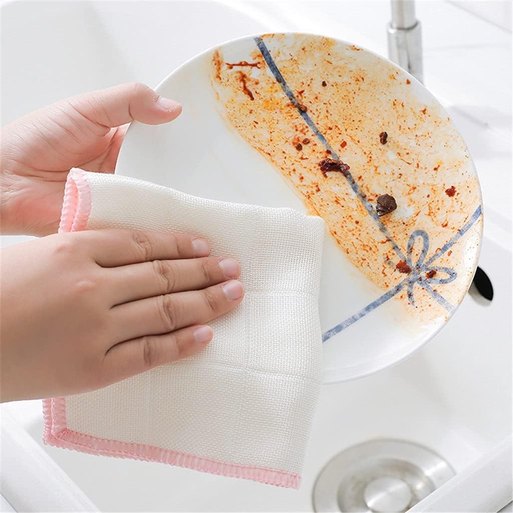 3/5pcs Wood Fiber Dishcloth for Kitchen Household Magic Wipes Absorbent Thicker Cloth for Cleaning Non-Stick Oil Dish Cloth(5PCS)