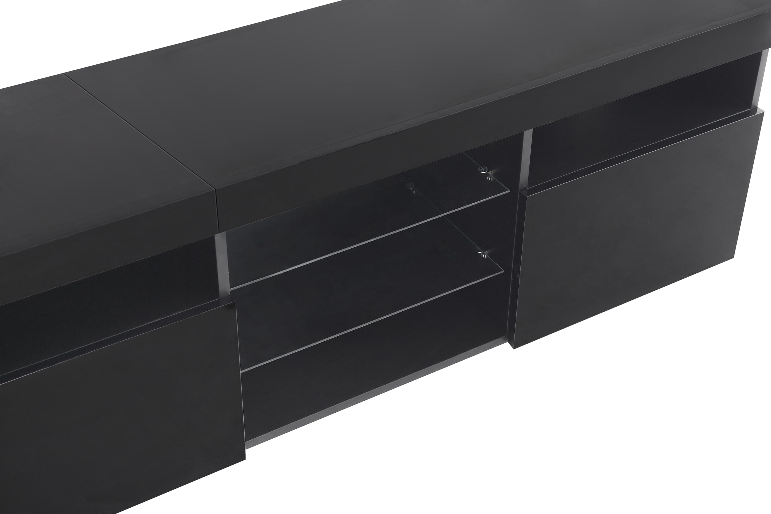 Moimhear Hogar y Vivienda, Muebles, Sala de Estar, Moderno Mueble de TV, Panel Brillante, iluminación LED Variable, salón y Comedor 180 cm (Negro)