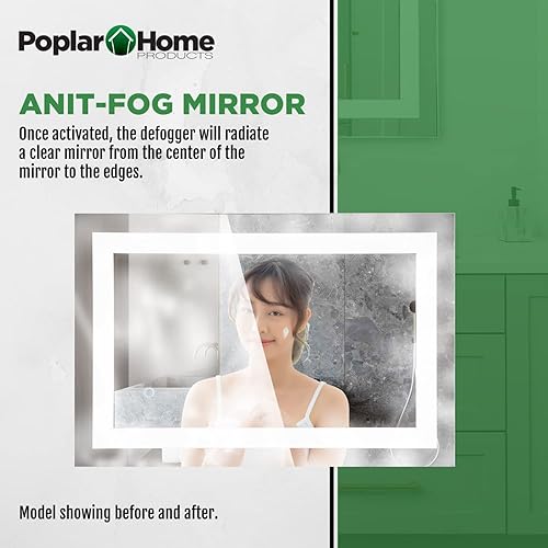 Miniatura 4 de Espejo LED de tocador de baño de 30 x 20 pulgadas montado en la pared, regulable, iluminado, espejo antivaho - Diseño moderno y sin marco