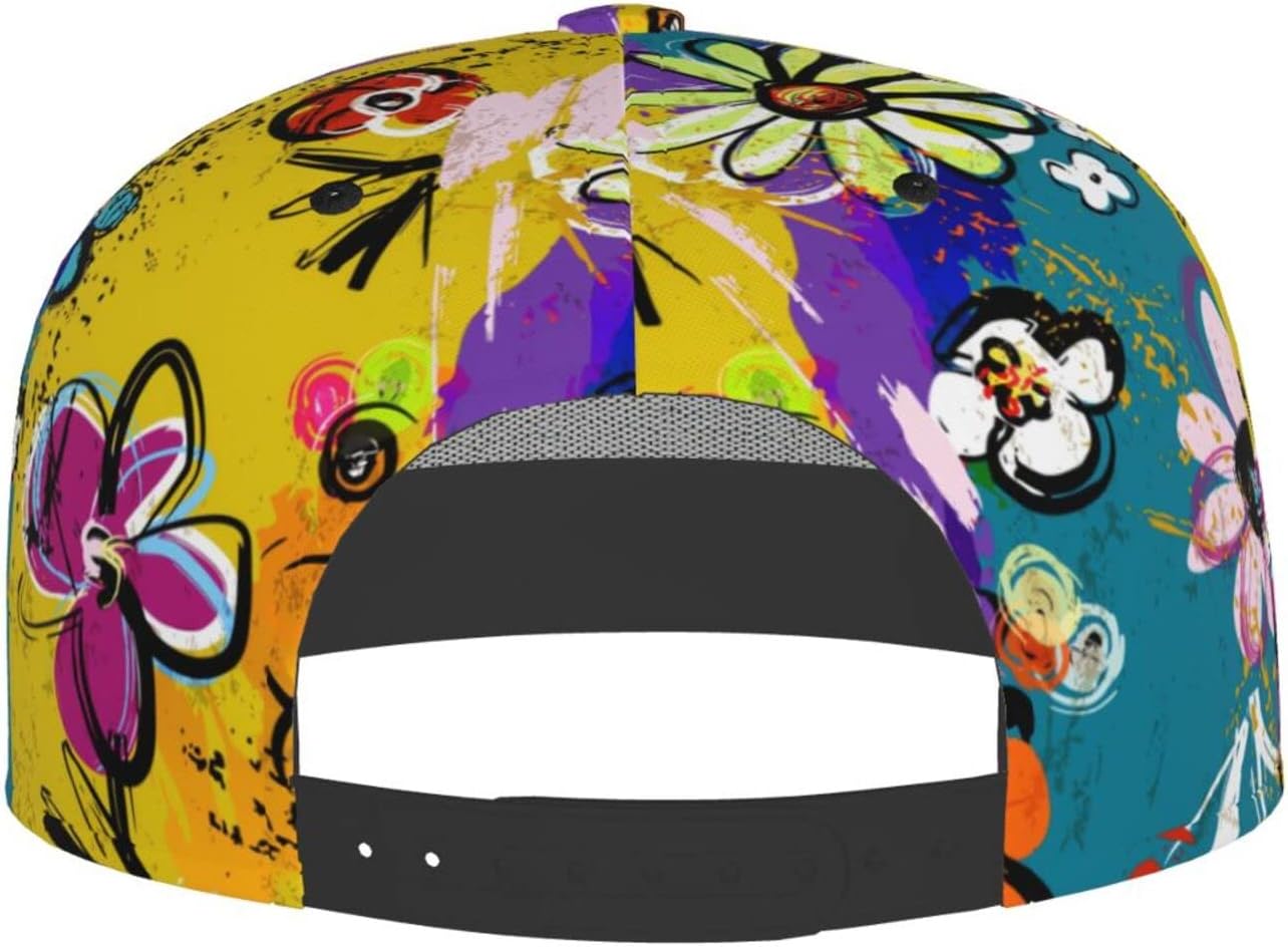 Fashion Hip Hop Style Adjustable Snapback Hat for Men and Women Sun Cap Graffiti Cap Doodle Baseball Cap Flat Bill Brim Hat - Image 4