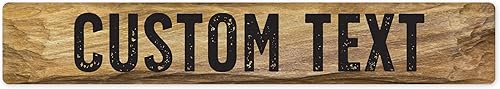 Miniatura 371 de Letrero Personalizado, Letrero de Calle Personalizado, 11 Colores de Fuente, 13 Estilos de Fuente, 4 Opciones de Agujeros, 22 Tamaños, 6x24 Madera