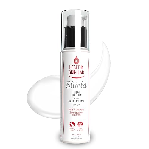 Shield, protector solar mineral antienvejecimiento e hidratante, protector solar facial SPF 30 de amplio espectro con óxido de zinc y dióxido de