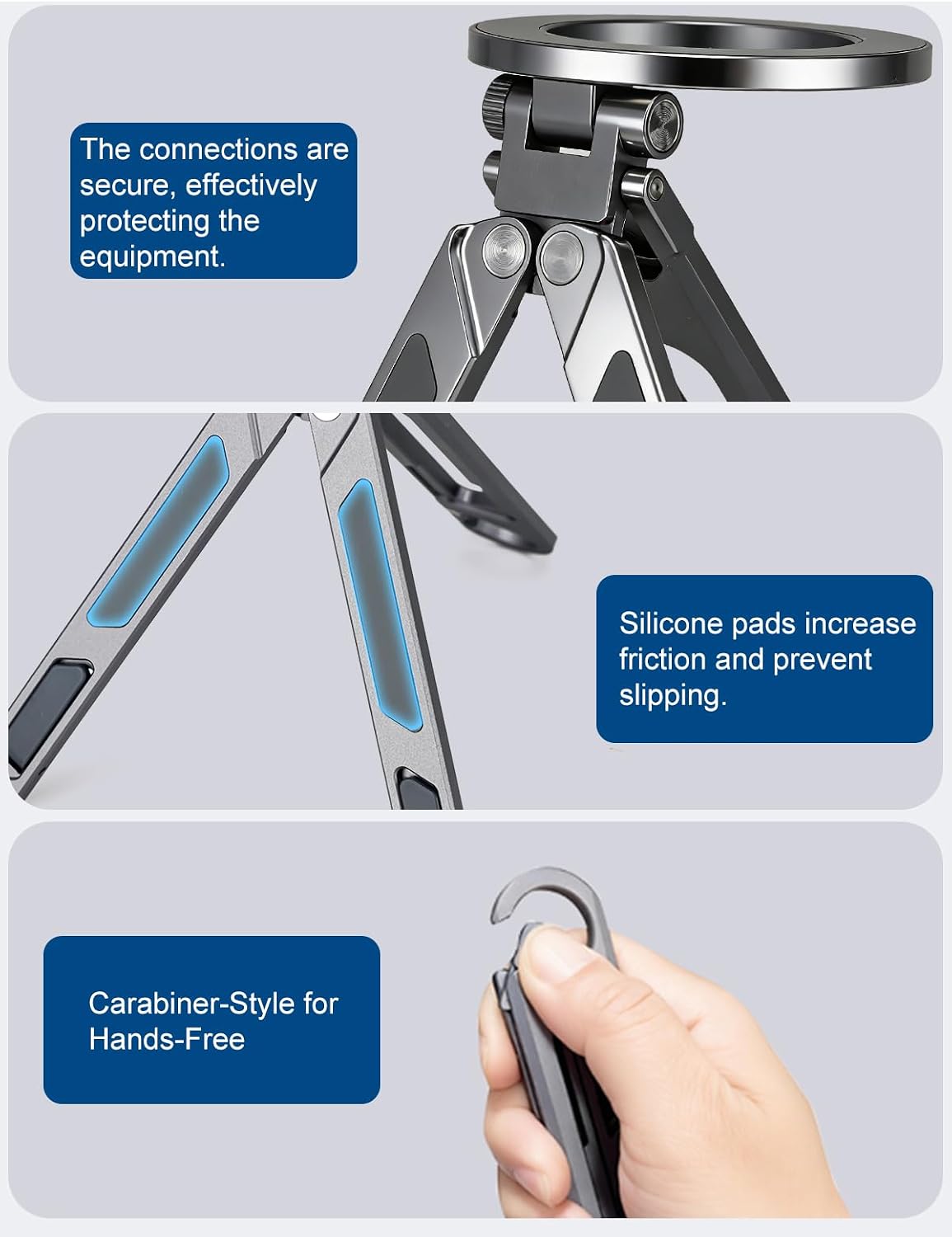 Magnetic iPad Tripod Stand Universal Phone Holder for iPad Pro/Air/Mini & iPhone 17-12 Series - Aluminium Maglock Smartphone Mini Tripod | Tablet Holder Stand Compatible with MagSafe Phones/Tablets