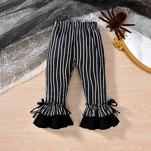 Image of HINTINA Toddler Baby Girls Halloween Thanksgiving Outfits Bell Bottom Flared Pants Set