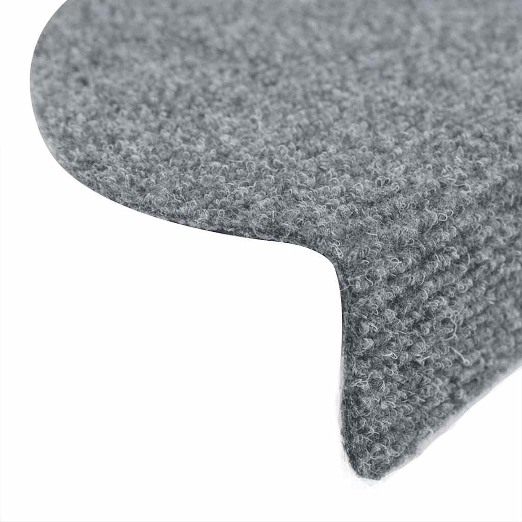 Alfombrillas autoadhesivas para escaleras, 10 unidades, color gris claro, fieltro punzonado, 56 x 17 x 3 cm, antideslizantes, para escaleras de madera con puntos adhesivos