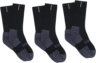 [Beichi] Explorer 3 Pairs Original Mens Tough Thick Work Crew Above Ankle Cotton Socks SYNH3N, Black, L