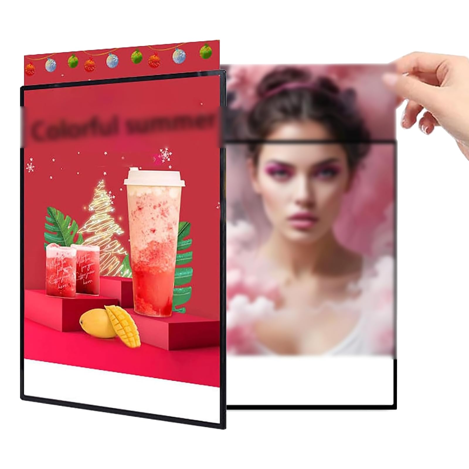 Panneau lumineux LED - Cadre publicitaire - Tableau de menu pour restaurants et magasins - Facile à utiliser et à nettoyer - Format A3