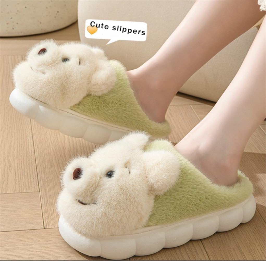 Cute Cartoon Bear Slippers Home Couple Bear Slippers Anti slip Warm Outer Wear Soft Bottom Plush Soft Slippers, KF-56 - Image 5