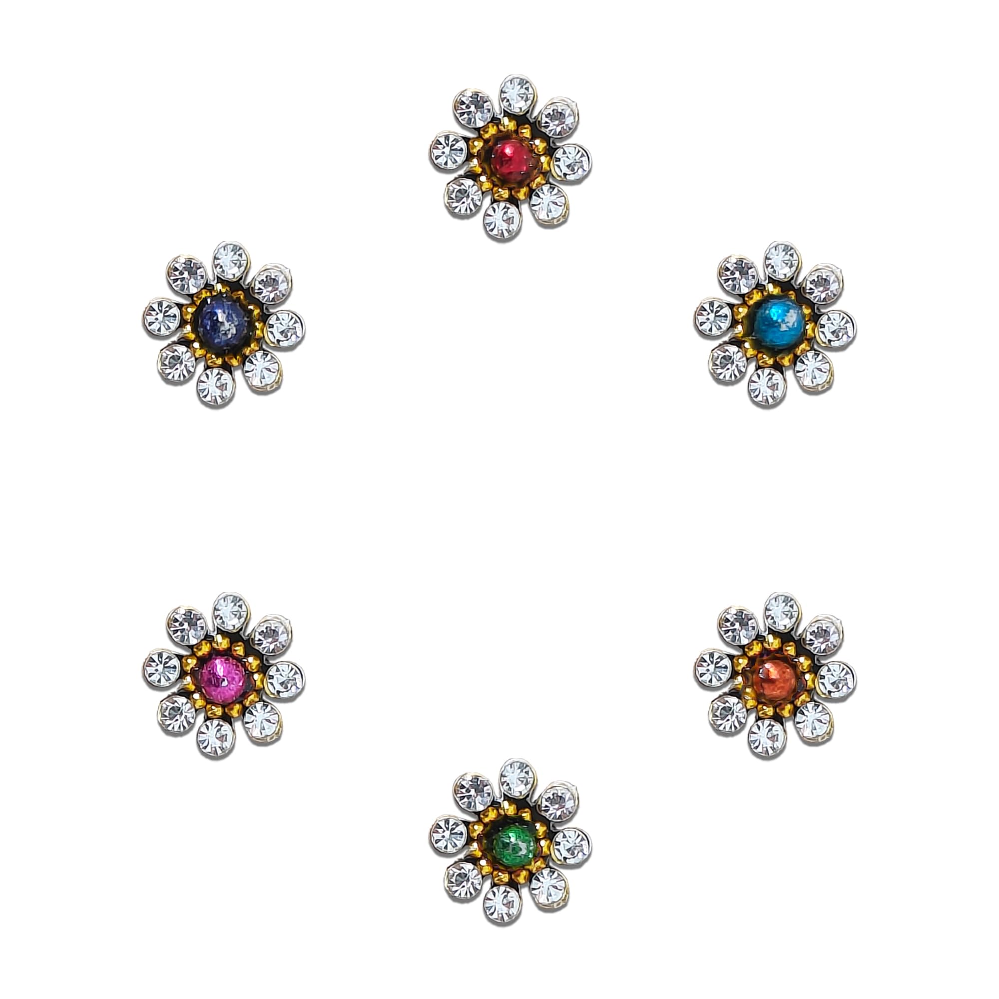Comet Busters Fancy Colorful Bindi With Silver Stone Border (8mm) (BIN602)-image-9