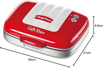 Ariete Retro Style Waffle Maker, Red