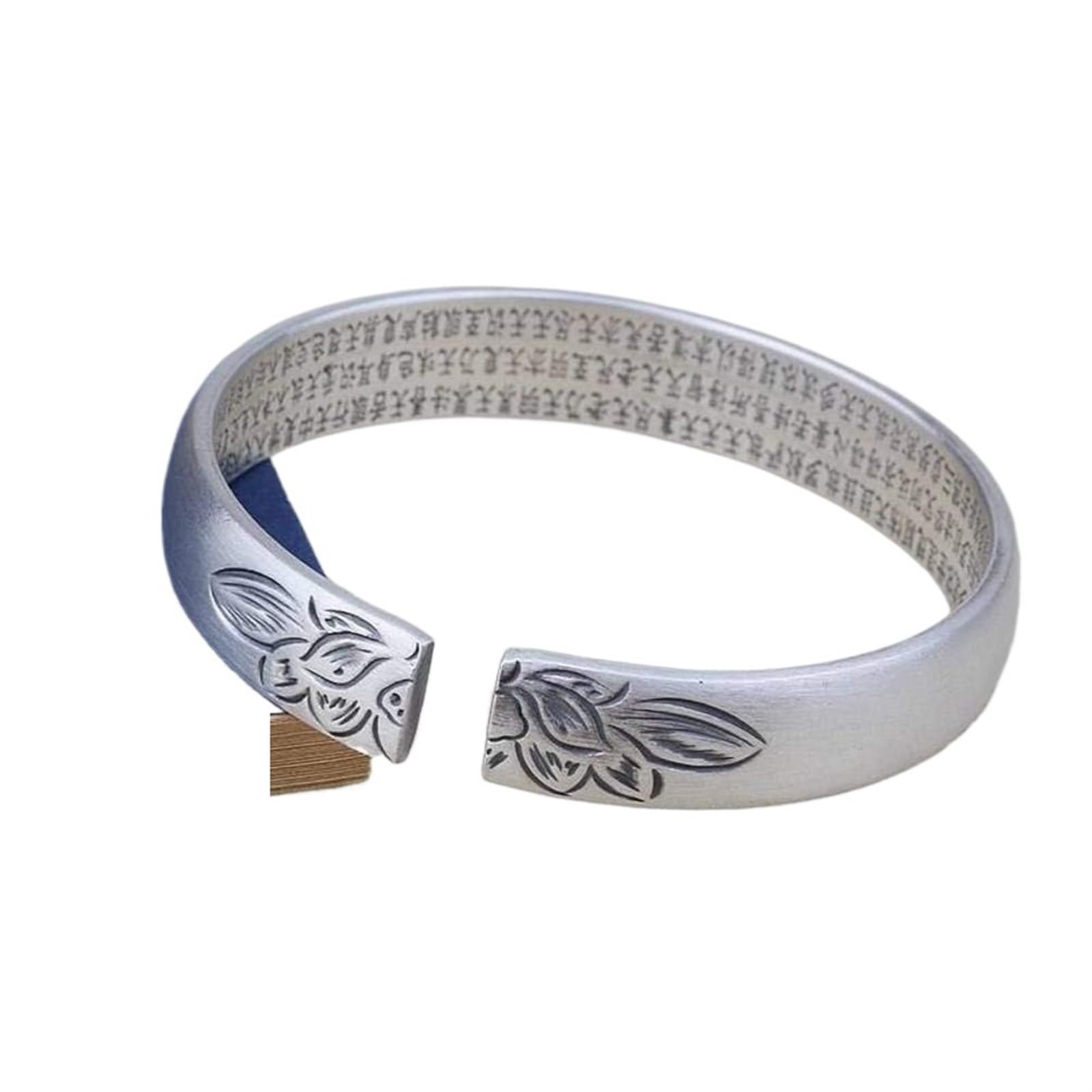 Bracciale in argento, bracciale rigido alla moda, braccialetto in argento 999 Bracciale con detti buddisti vintage Bracciale aperto in argento femminile di fascia alta. I braccialetti da 42 g possono