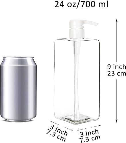 Miniatura 5 de Youngever Paquete de 3 botellas de plástico de 24 onzas, botellas cuadradas recargables de plástico para dispensar lociones, champús y más