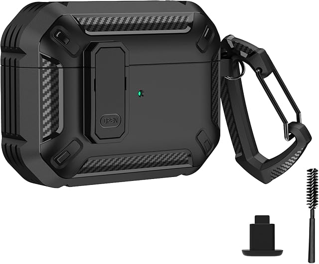 Airpod pro case AirPods Pro Case with LockAirPods Pro Charging Case Secure Lock Full-Body Protection Easy to Use Wireless Charging Shockproof Airpod Pro Case Shockproof&Drop protection