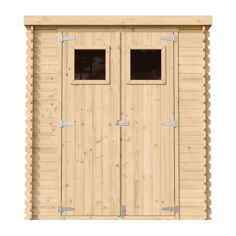 Casa de Almacenamiento jardín con Suelo TRATADO 204x204x200 cm/3.53 m2 - Caseta para Exterior jardín - Cobertizo de Madera pequeño - Techo, Ventanas- TIMBELA M309+M309G