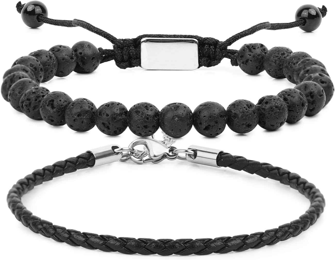 6mm(Lava Rock) & Leather Bracelet