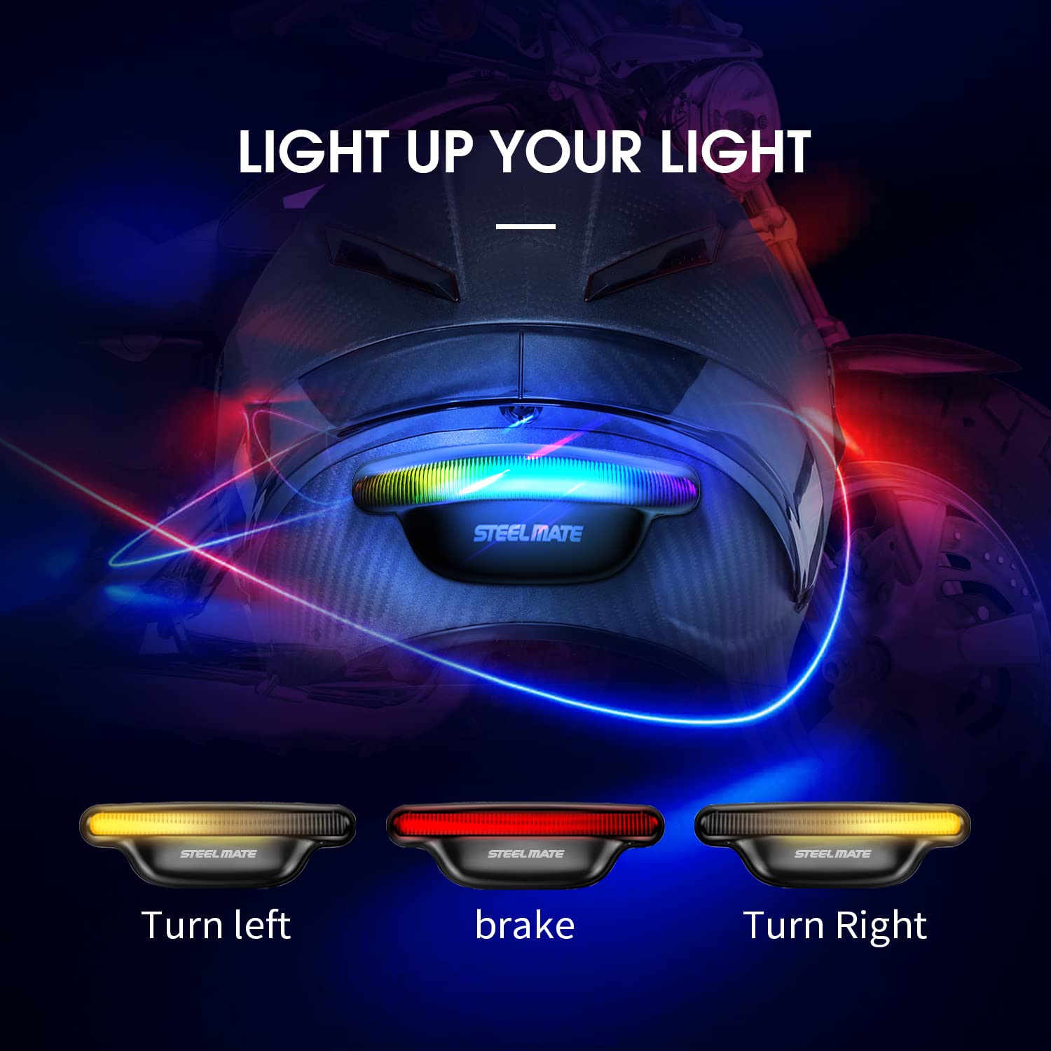 STEEL MATE H2 Helmet Brake Light And Running Light For